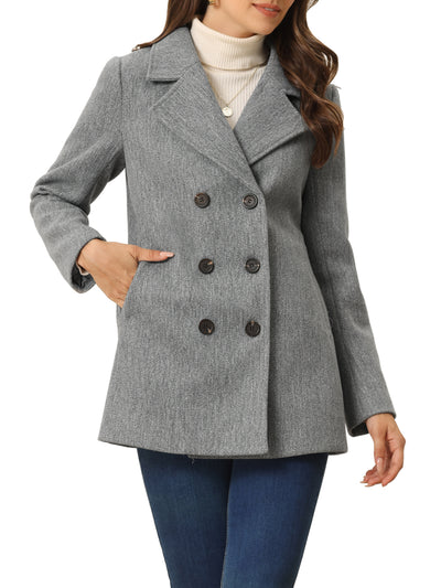Long Sleeve Double Breasted Button Winter Outerwear Pea Coat