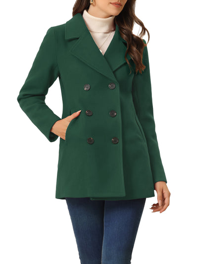 Long Sleeve Double Breasted Button Winter Outerwear Pea Coat