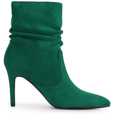 Slouchy Pointy Toe Pull On Stiletto Heel Ankle Boots