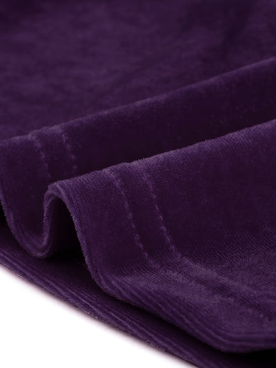 Velvet Solid Stretch Long Sleeve Off Shoulder Crop Top Blouse