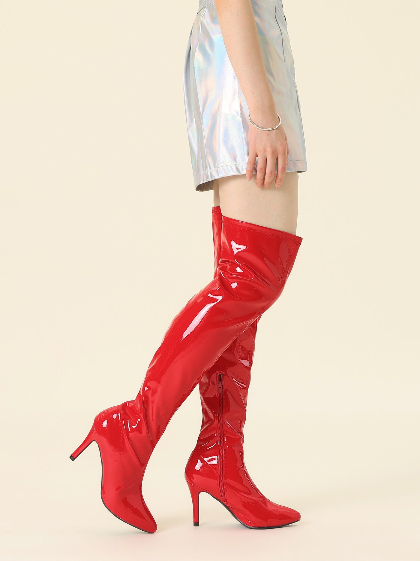 Allegra K Pointed Toe Stiletto Heel Over The Knee High Boots