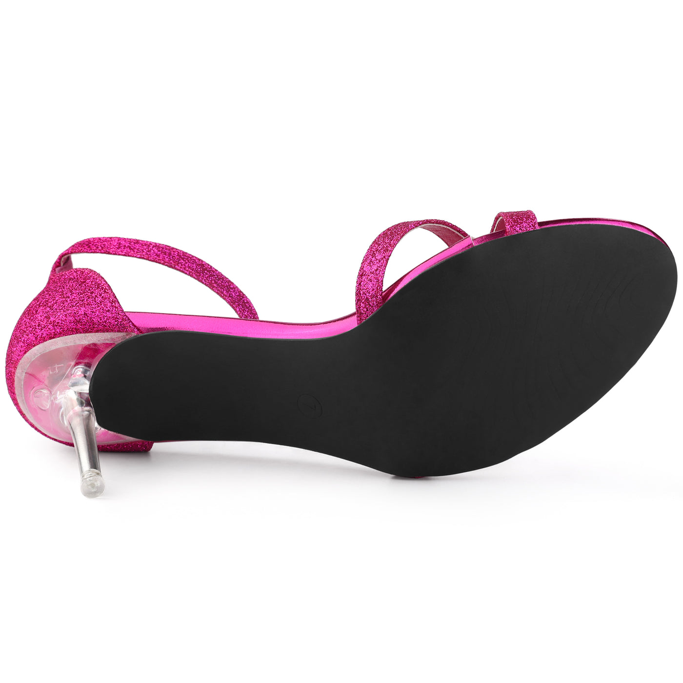 Allegra K Women's Glitter Ankle Straps Stiletto Clear Heels Sandals