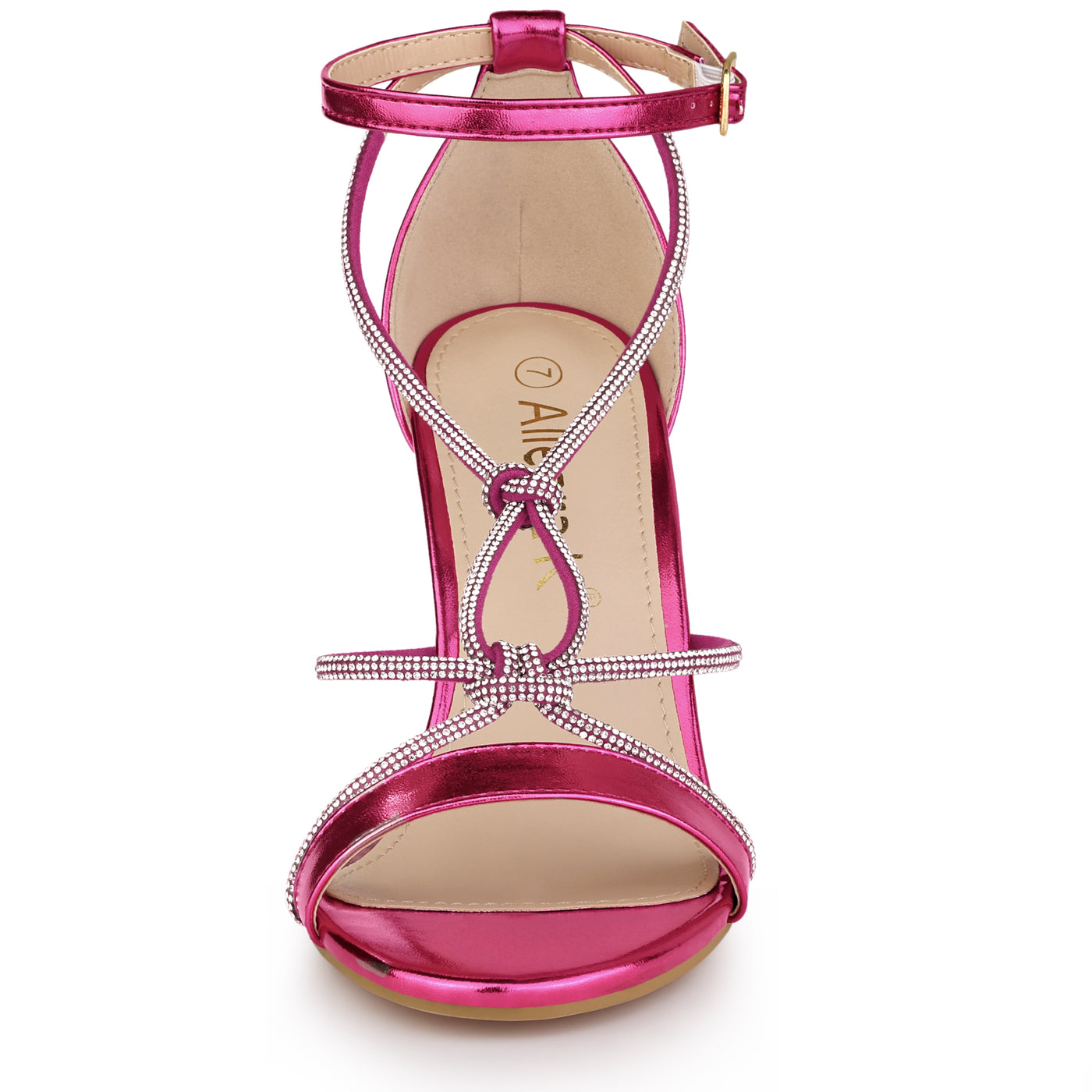 Allegra K Women's Rhinestone Knot Strap Stiletto Heels Sandals