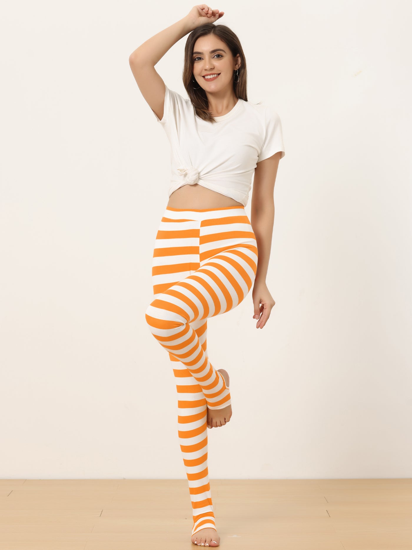 Allegra K Leggings Printed Elastic Waistband Party Stirrup Yoga Pants