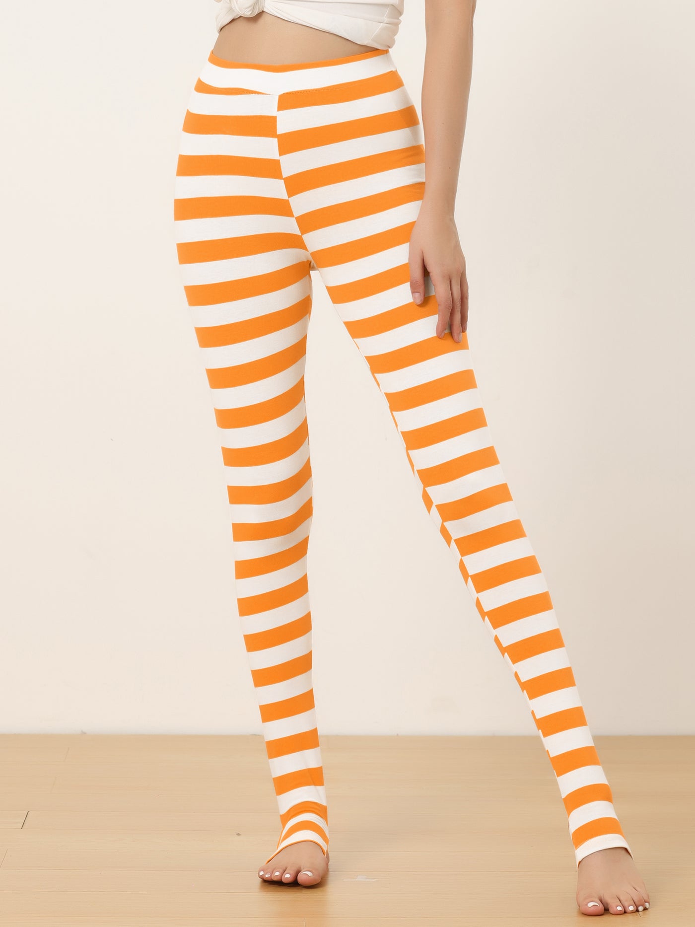 Allegra K Leggings Printed Elastic Waistband Party Stirrup Yoga Pants