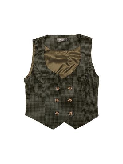 Plaid Waistcoat Racerback Vintage Steampunk Suit Vest