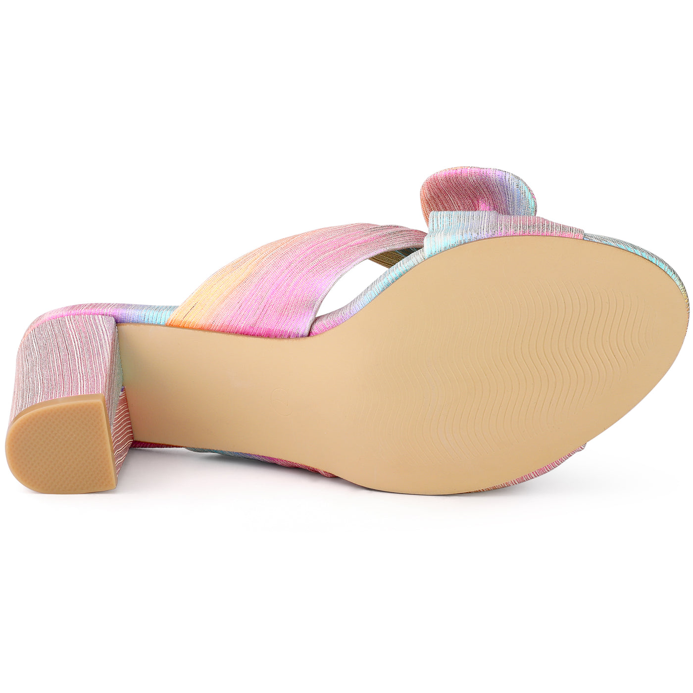 Allegra K Women's Slip on Bow Chunky Heel Slide Sandals