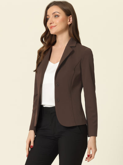 Solid Work Office Lapel Collar Stretch Jacket Suit Blazer