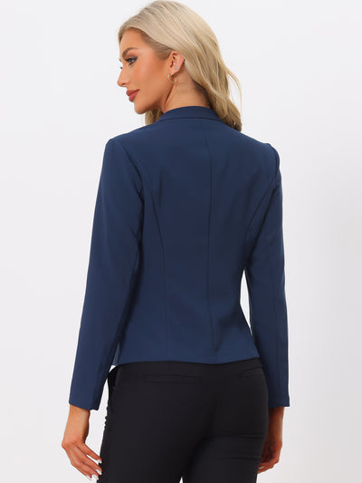 Elegant Blazer Long Sleeve Button Front Stretch Office Suit Jacket