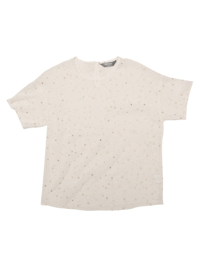 Party Sheer T-Shirt Short Sleeve Gilding Metallic Shiny Stars Top