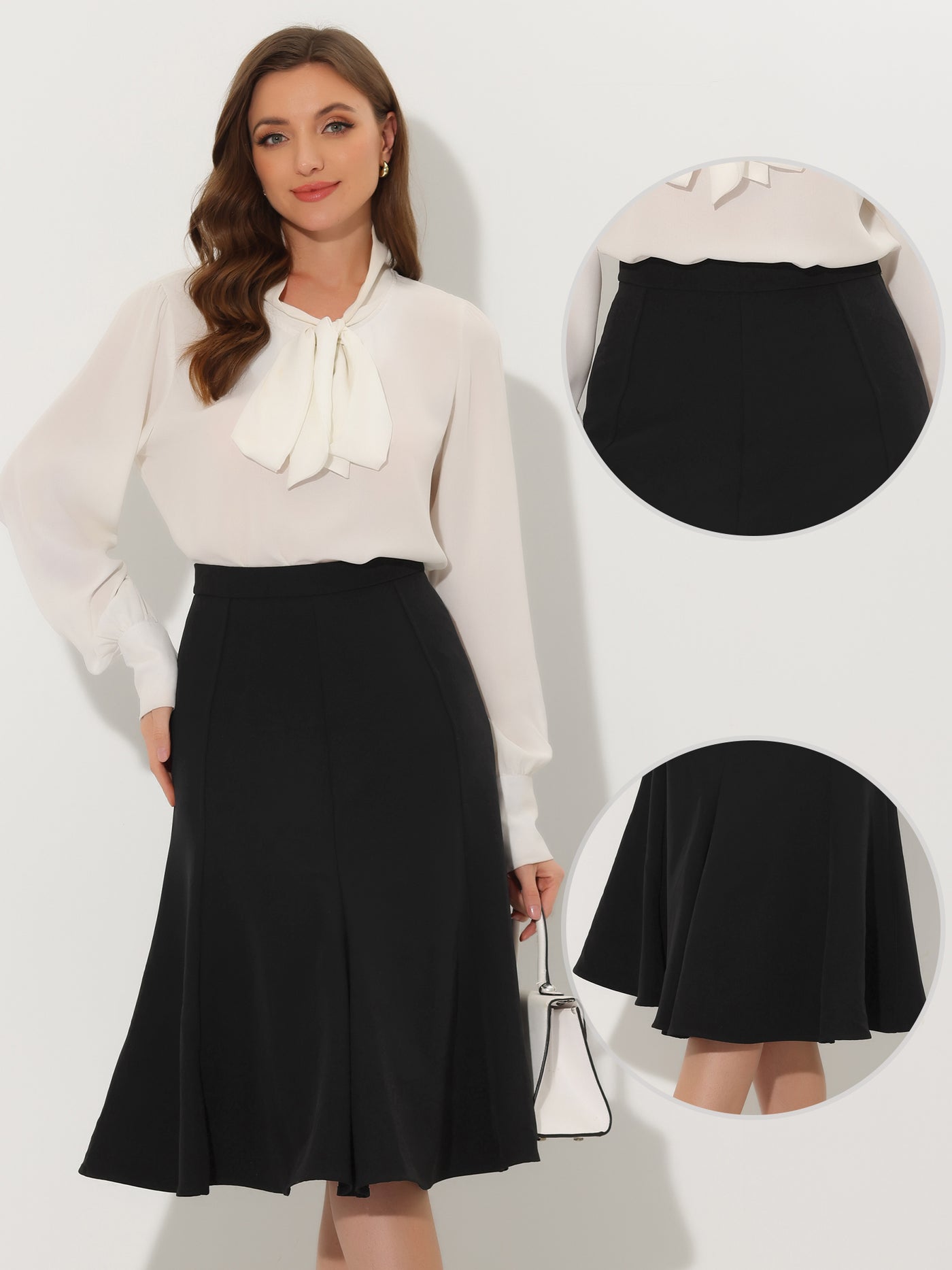 Allegra K Side Zipper High Waist Elegant Flared A Line Midi Skirt