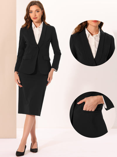Work Shawl Collar Long Sleeve Pockets Office Jacket Blazer