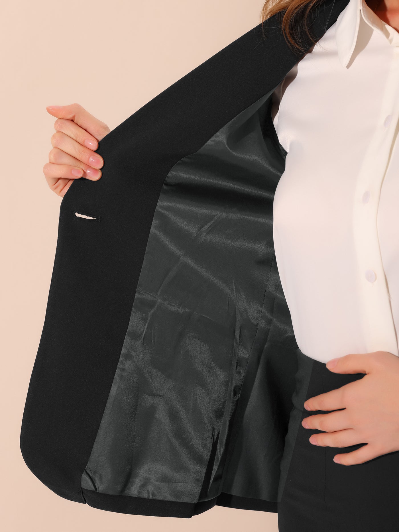 Allegra K Work Shawl Collar Long Sleeve Pockets Office Jacket Blazer