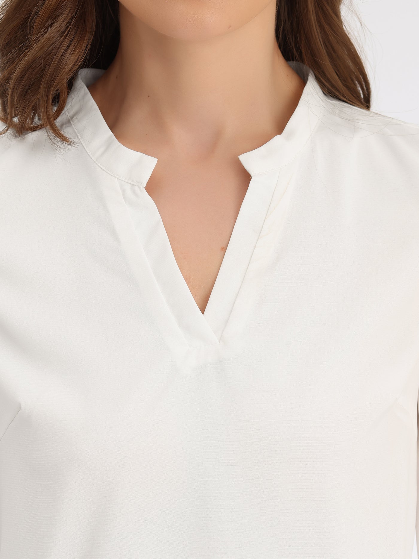 Allegra K Chiffon Blouse for Women's V Neck Split Sleeve Business Casual Shirts
