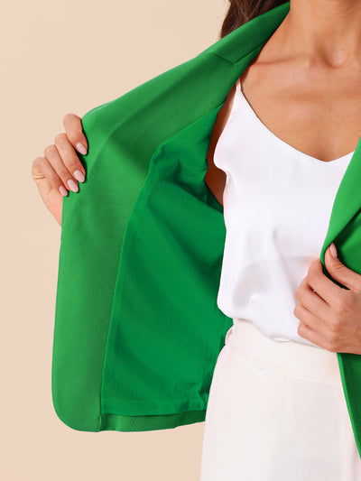Business Blazer for Women's Open Front Office Casual Work Crop Suit Jacket