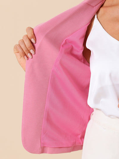 Business Blazer for Women's Open Front Office Casual Work Crop Suit Jacket