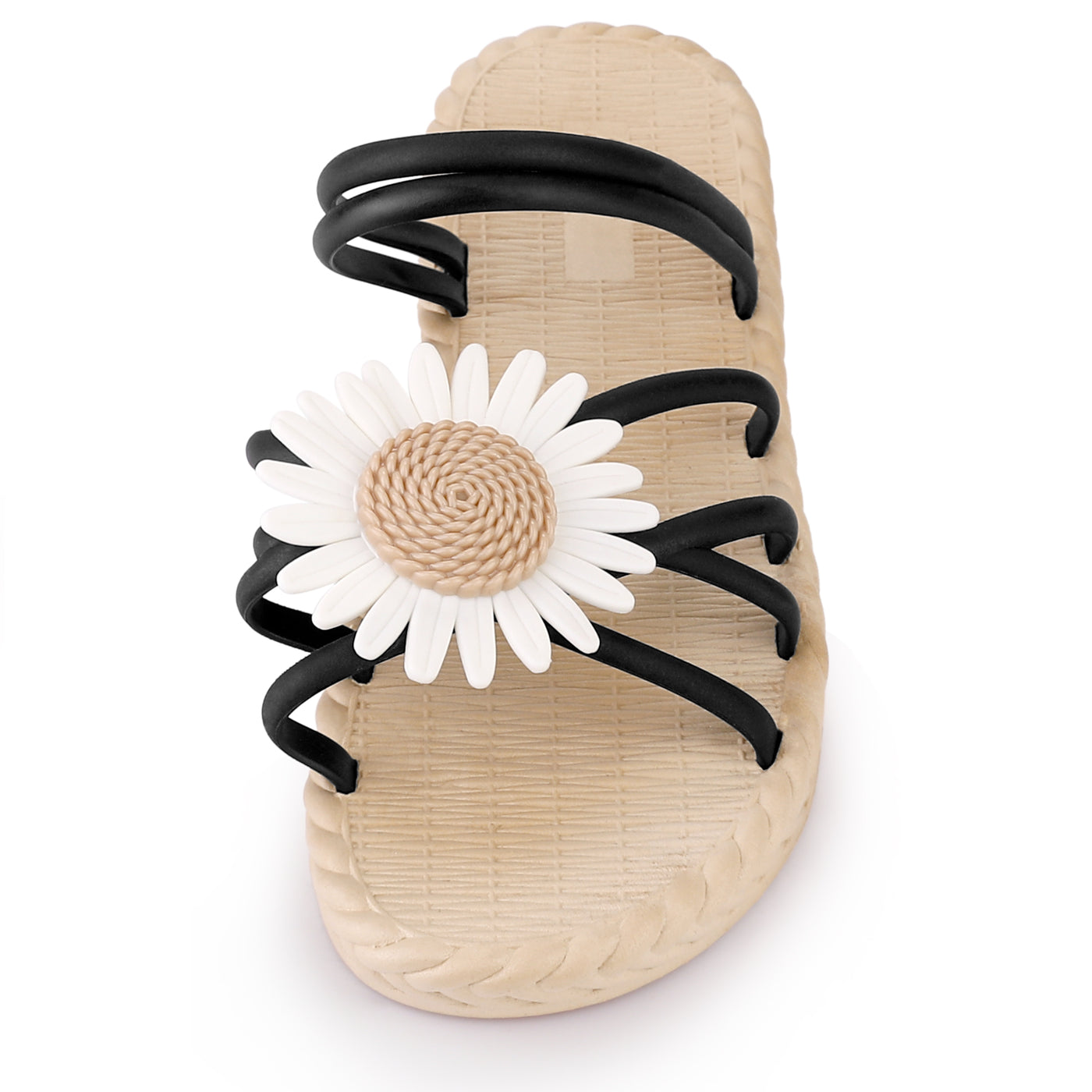 Allegra K Women's Floral Sandals Slip on Slippers Open Toe Flats Sandals