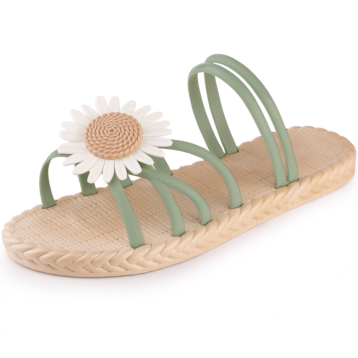 Allegra K Women's Floral Sandals Slip on Slippers Open Toe Flats Sandals