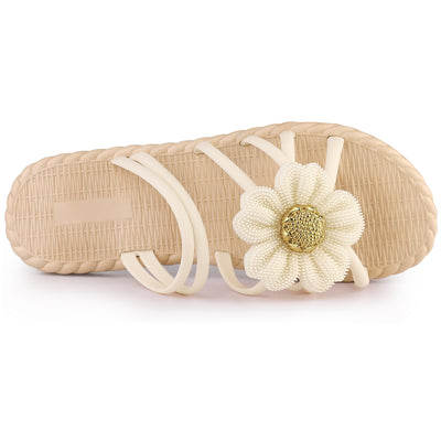Women's Floral Sandals Slip on Slippers Open Toe Flats Sandals