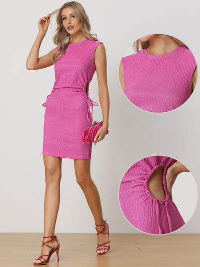 Cut Out Waist Bodycon Sleeveless Texture Mini Dress