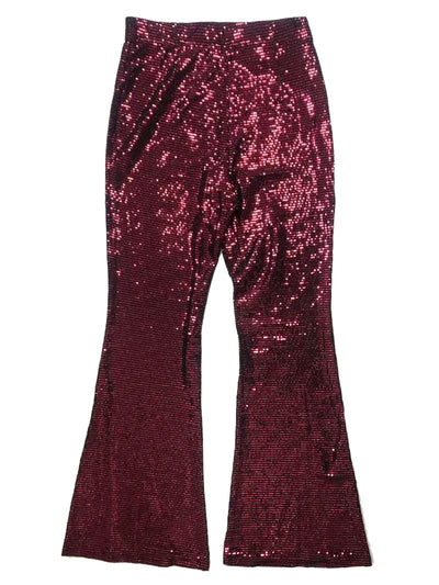 Sequin Glitter Sparkle Bell Bottoms Stretch Shiny Flare Pants