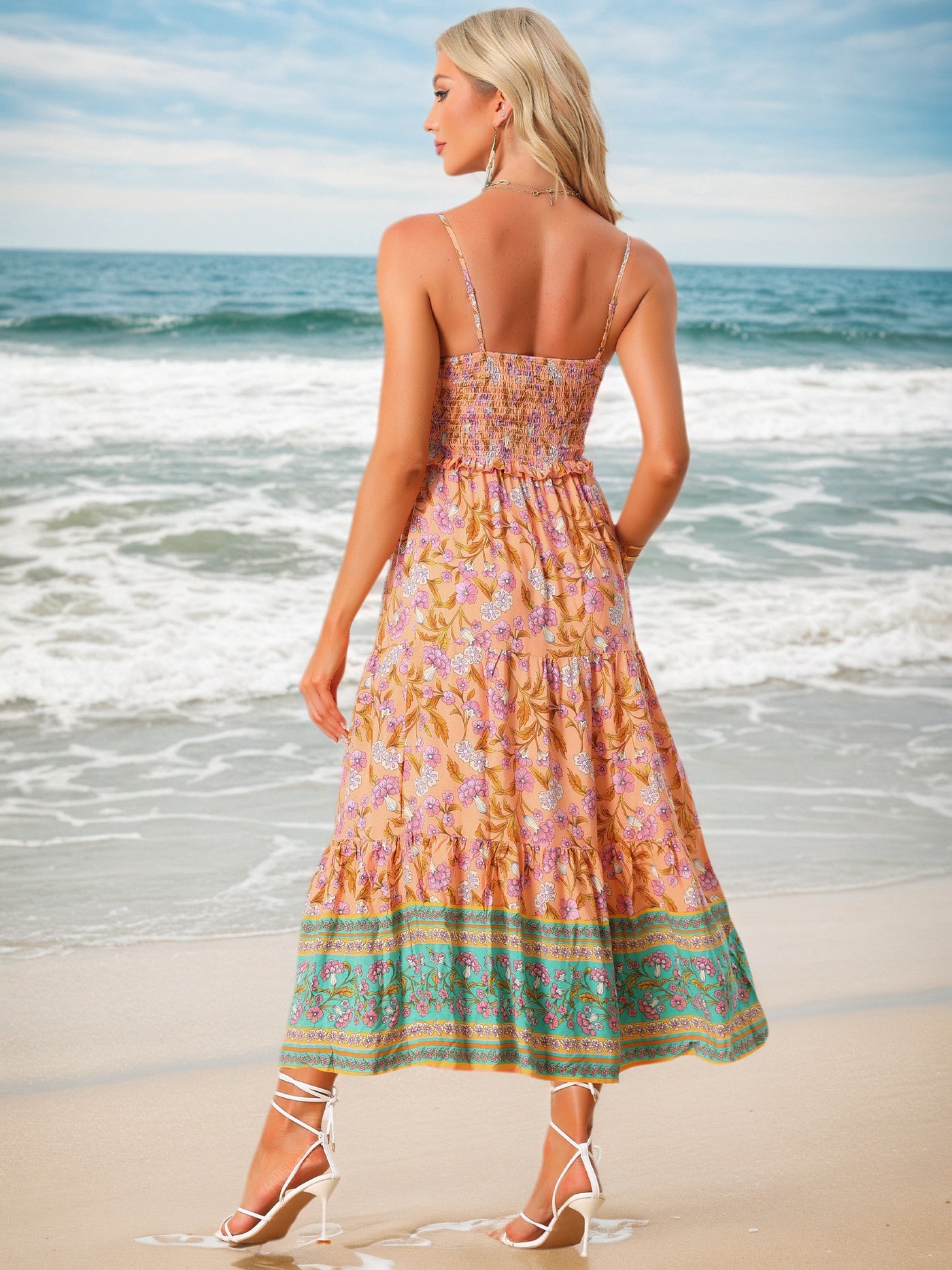 Boho Floral Summer Spaghetti Strap A Line Flowy Smocked Midi Dress boho-floral-summer-spaghetti-strap-a-line-flowy-smocked-midi-dress