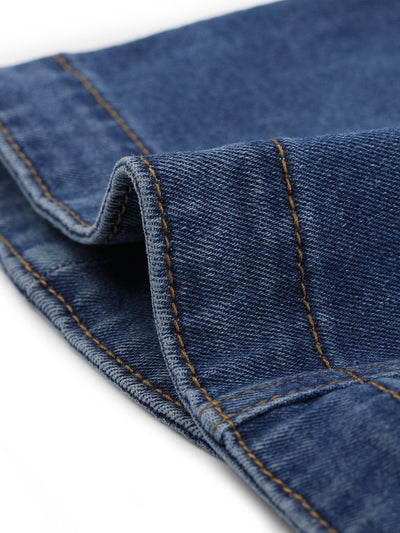Casual Denim Turndown Collar Short Sleeves Crop Jean Jackets
