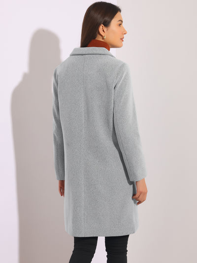 Women's Winter Coats Striped Notched Lapel Collar Single Breasted Outerwear Blazer Coat