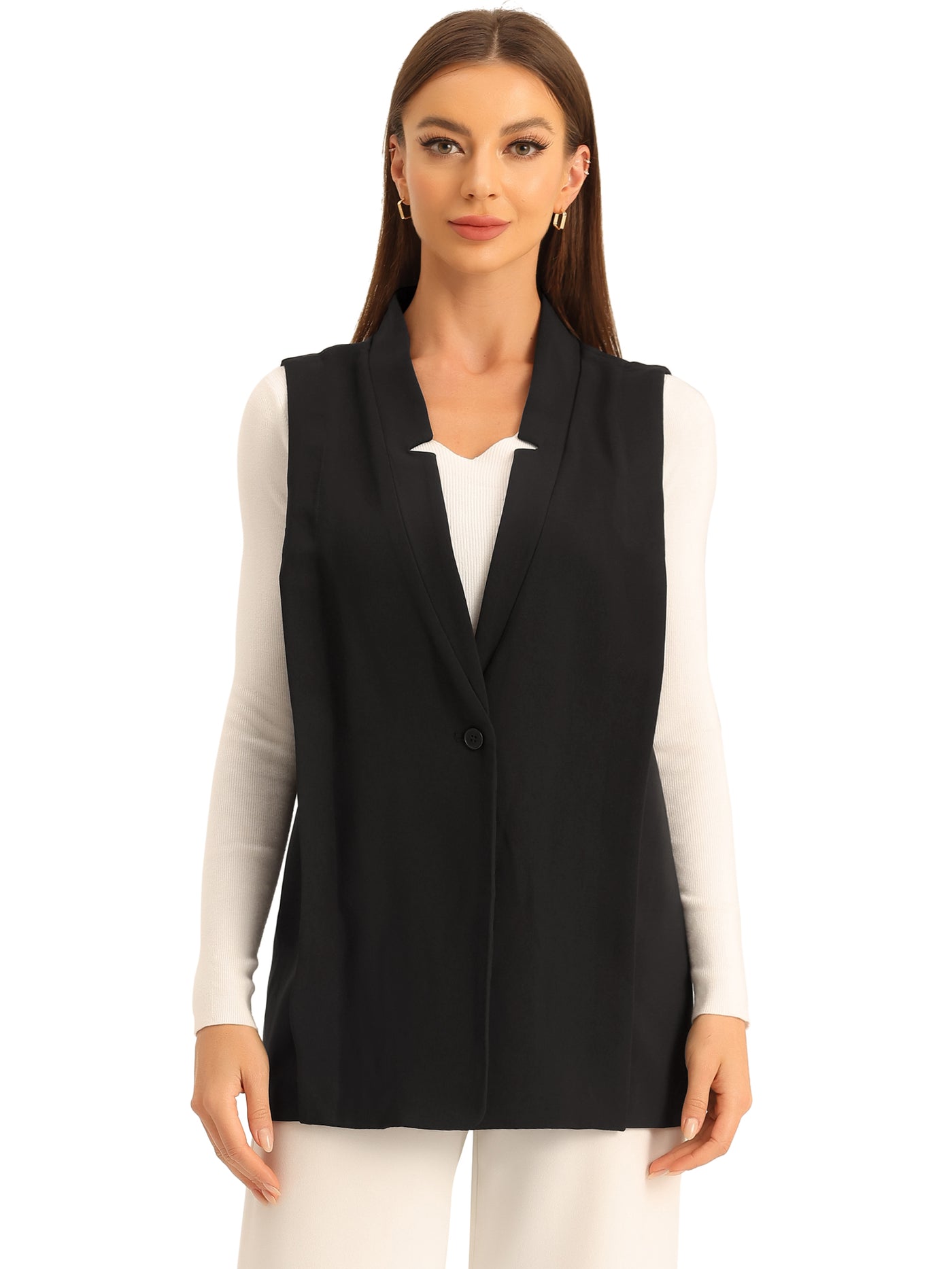 Allegra K Casual Office Vest for Women's Sleeveless Open Front Lapel Collar Blazer Vests