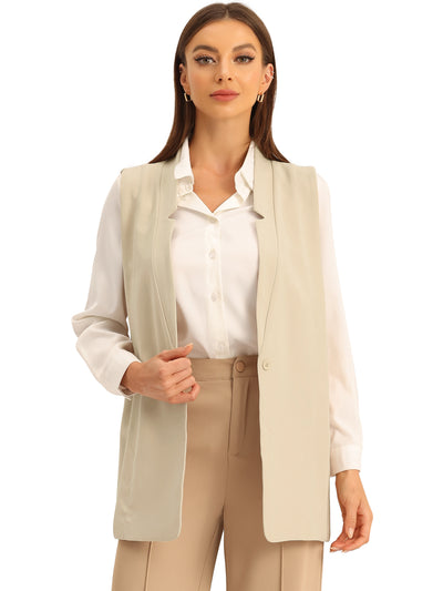 Casual Office Vest for Women's Sleeveless Open Front Lapel Collar Blazer Vests