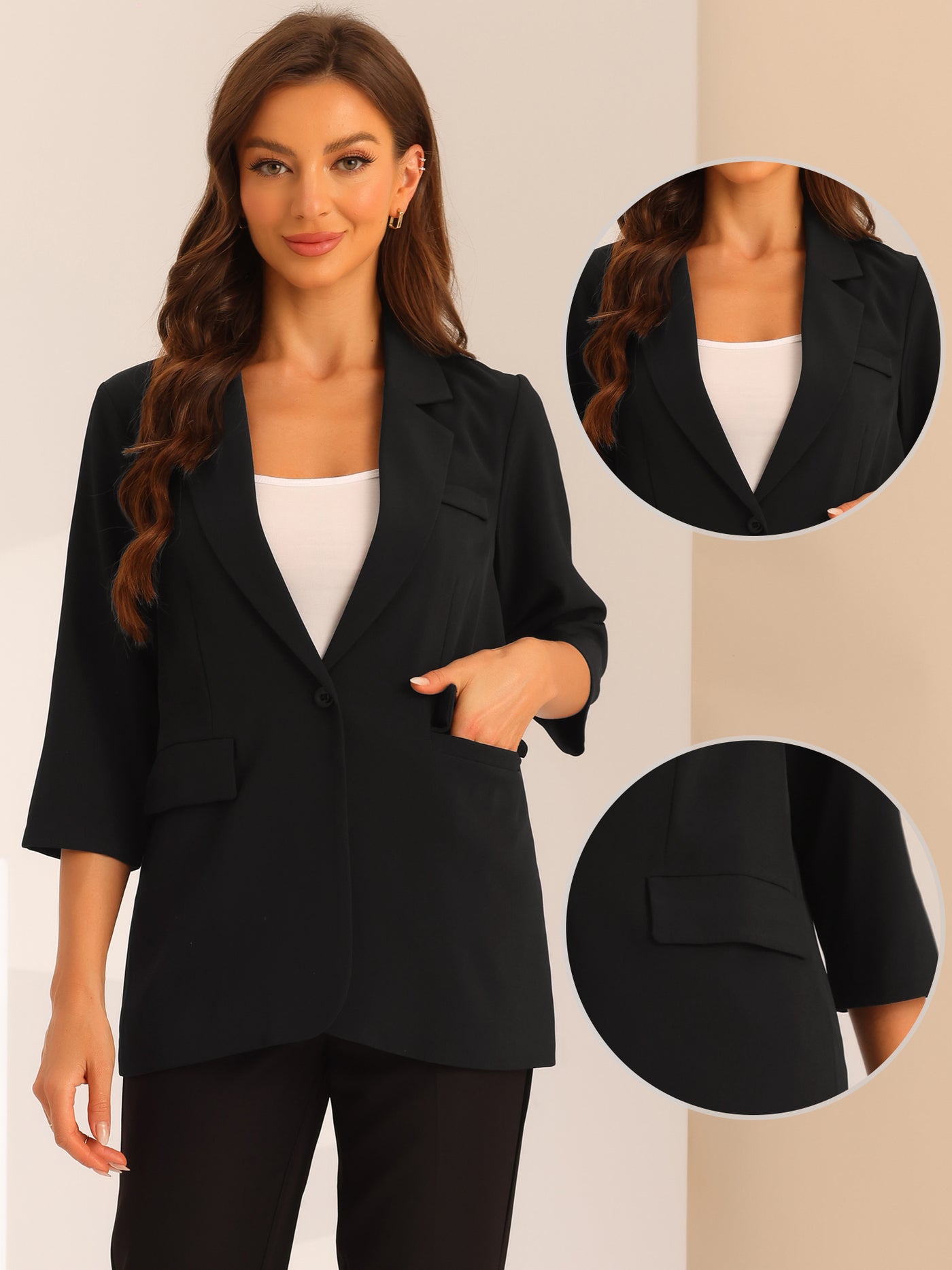 Allegra K Work Office Stretch Blazer for Women's Lapel Collar Dressy Casual Suit Jacket
