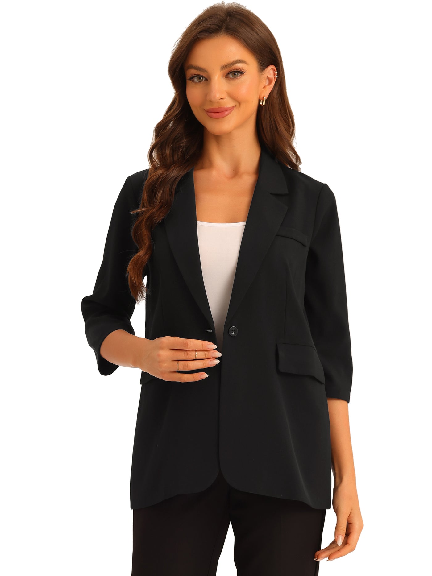 Allegra K Work Office Stretch Blazer for Women's Lapel Collar Dressy Casual Suit Jacket