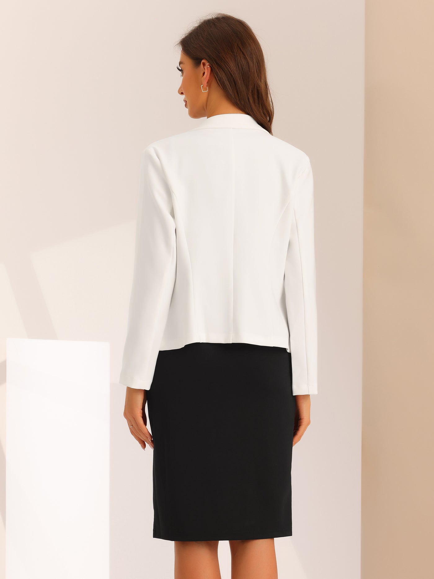 Allegra K Dress Suit Sets for Women's Business 2pc Outfit Solid V Neck Office Dress Notched Lapel Blazer