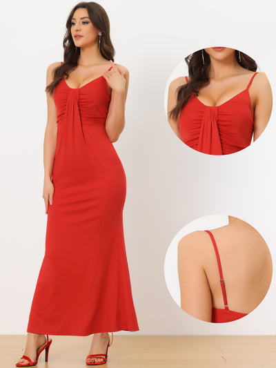 Elegant Evening Dresses for Women's Spaghetti Strap Bodycon Mermaid Maxi Dress