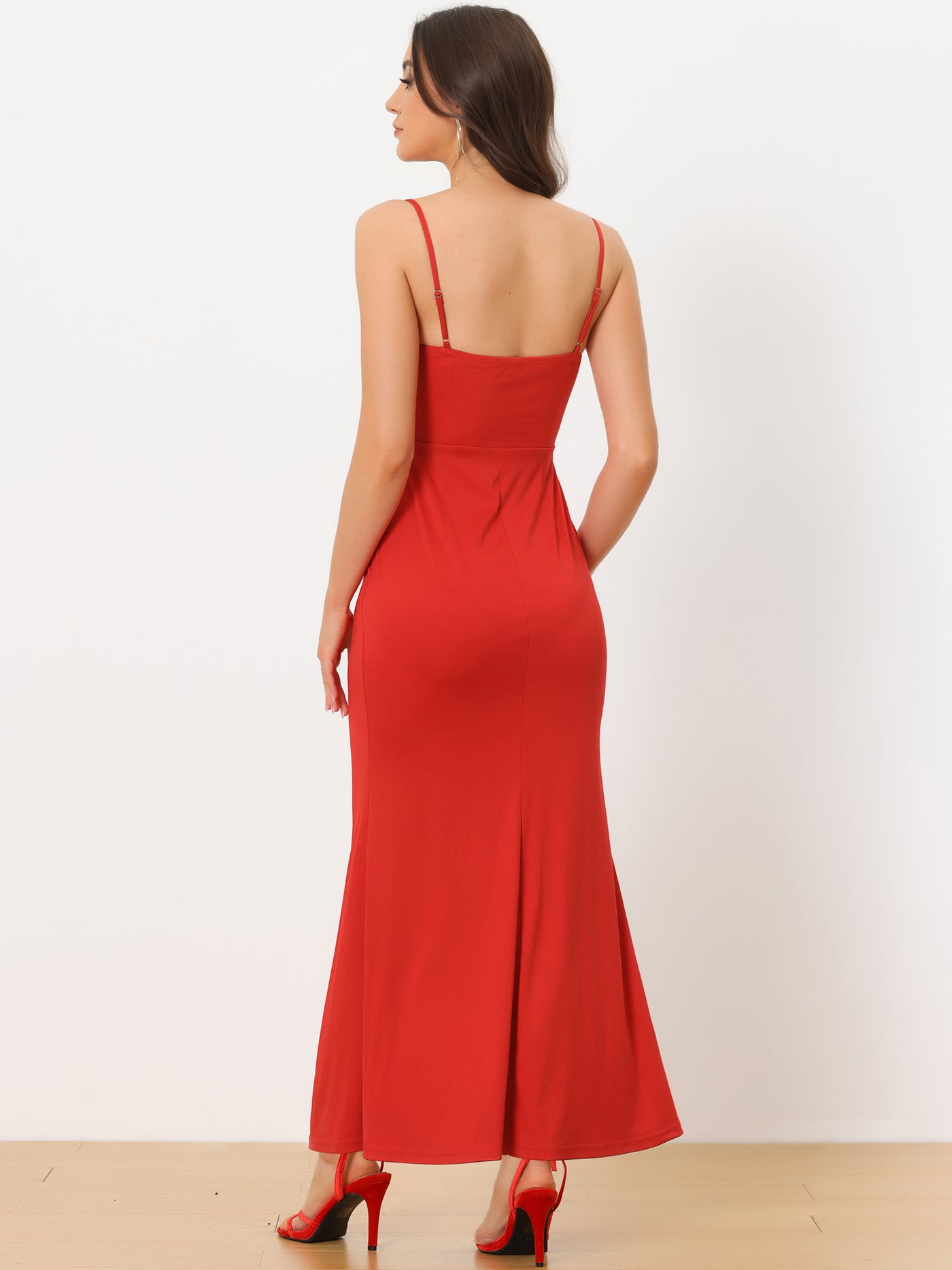 Allegra K Elegant Evening Dresses for Women's Spaghetti Strap Bodycon Mermaid Maxi Dress