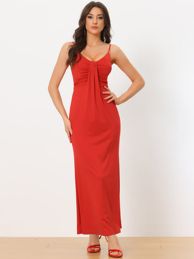 Allegra K Elegant Evening Spaghetti Strap Bodycon Mermaid Maxi Dress