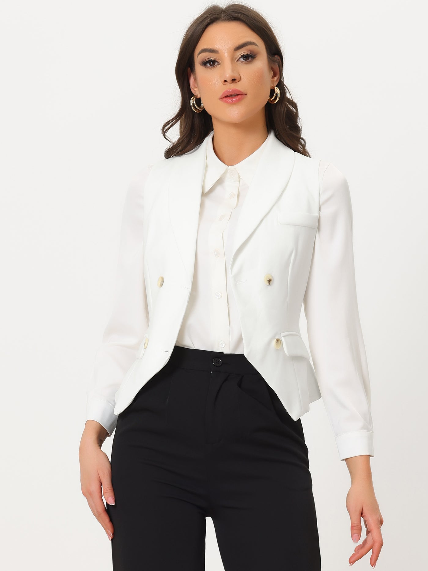 Allegra K Waistcoat Lapel Collar Dressy Versatile Racerback Suit Vest