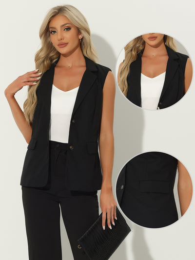 Sleeveless Business Casual Linen Work Office Suit Vest Jacket