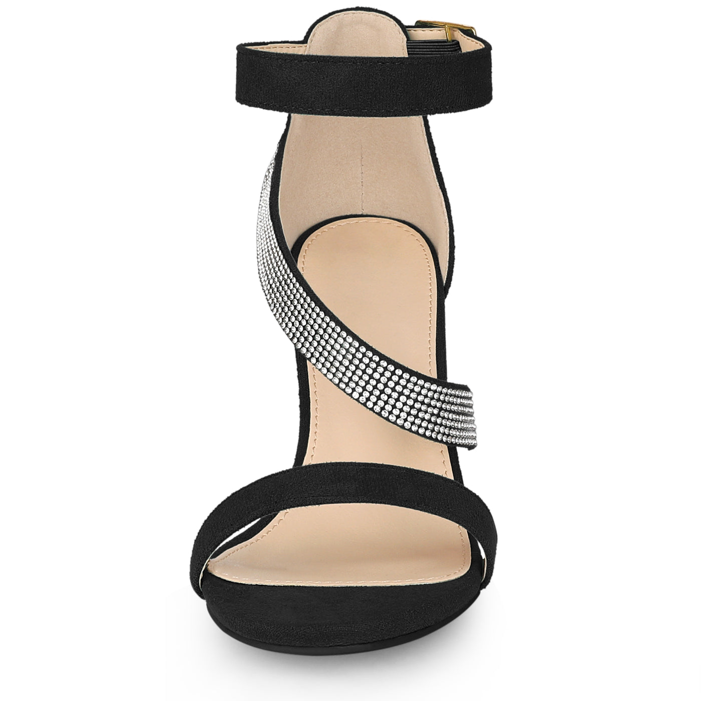 Allegra K Women's Rhinestone Open Toe Block Heels Sandals
