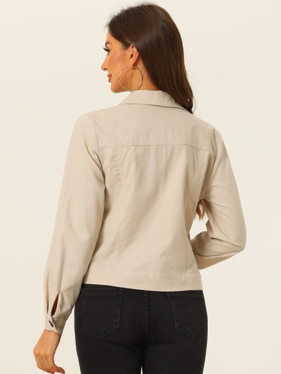 Casual Linen Jackets for Women's Turndown Collar Lightweight Button Down Jacket