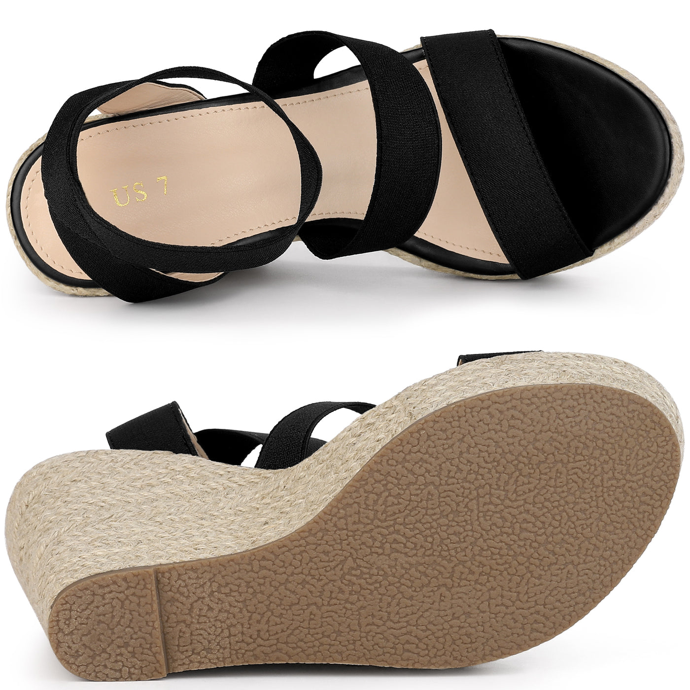 Allegra K Women' s Platform Slingback Ankle Strap Espadrille Wedges Heel Sandals