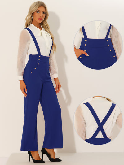 Casual Office Adjustable Strap Wide Leg Suspenders Jumpsuits