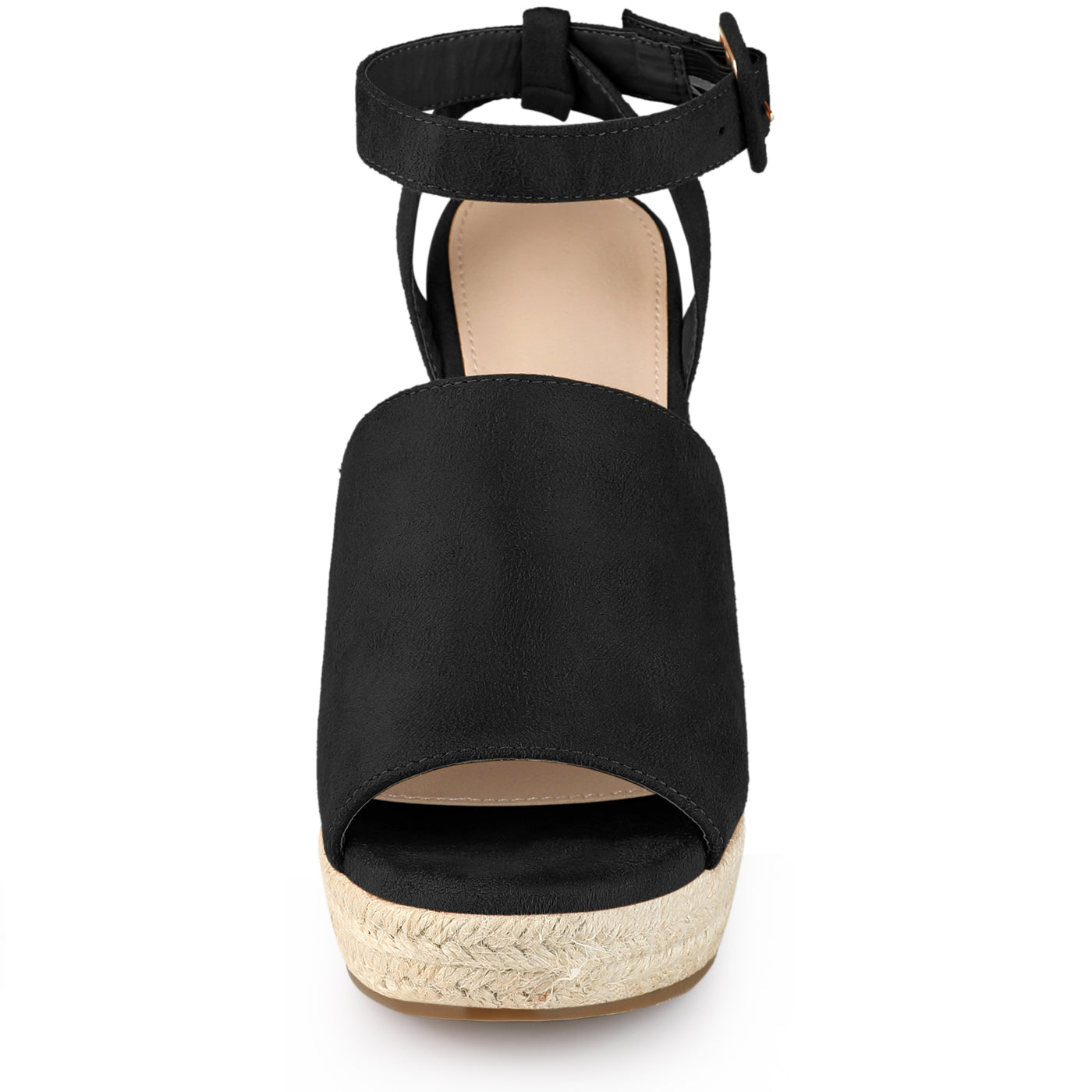 Allegra K Women's Slingback Open Toe Buckle Espadrille Wedge Heel Sandals