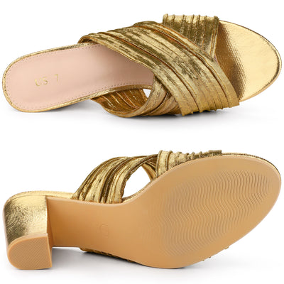 Women's Slouches Slip on Block Heel Slide Sandals