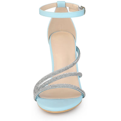 Women's Open Toe Rhinestone Strappy Stiletto Heels Sandals