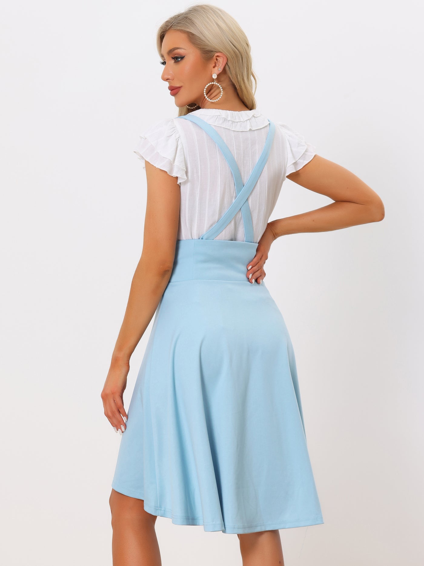Allegra K Gothic Brace Skirts for Women's Irregular Hem Midi Lace Up Suspender Skirt