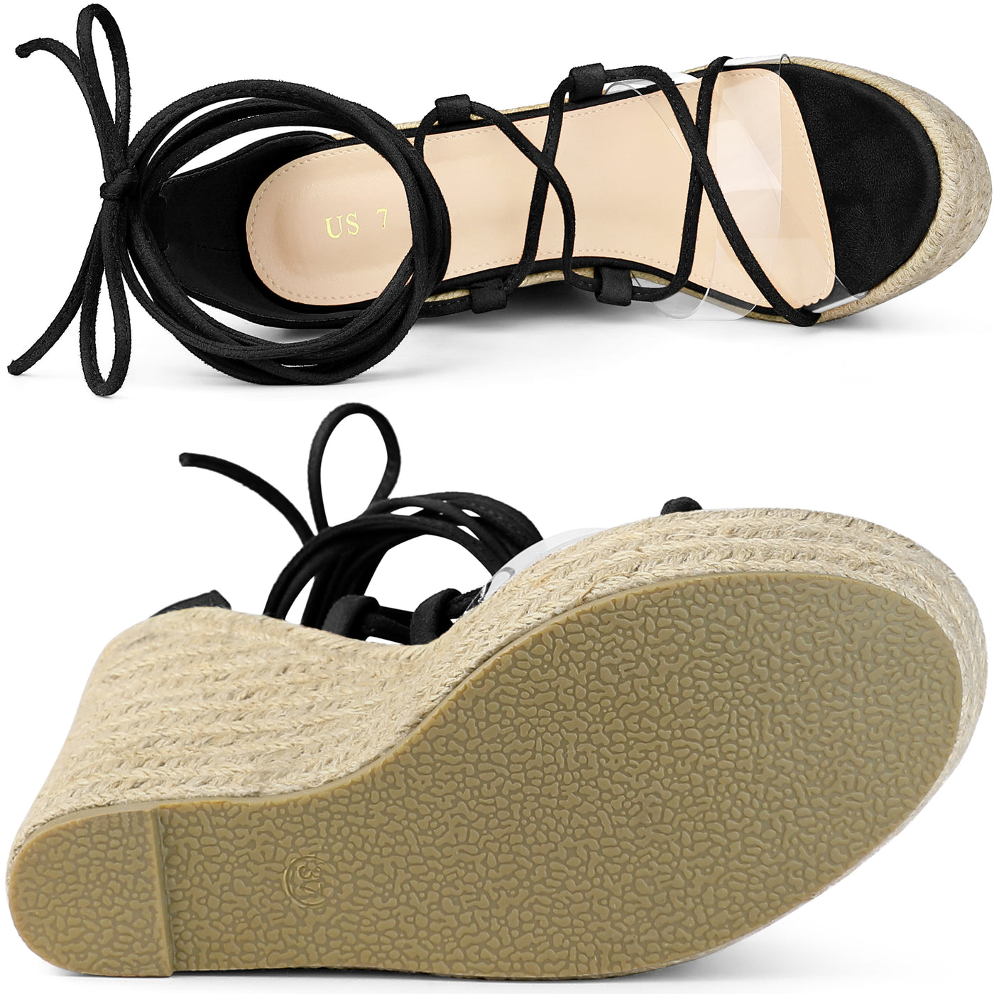 Allegra K Women's Platform Espadrilles Wedge Heel Transparent Straps Sandals