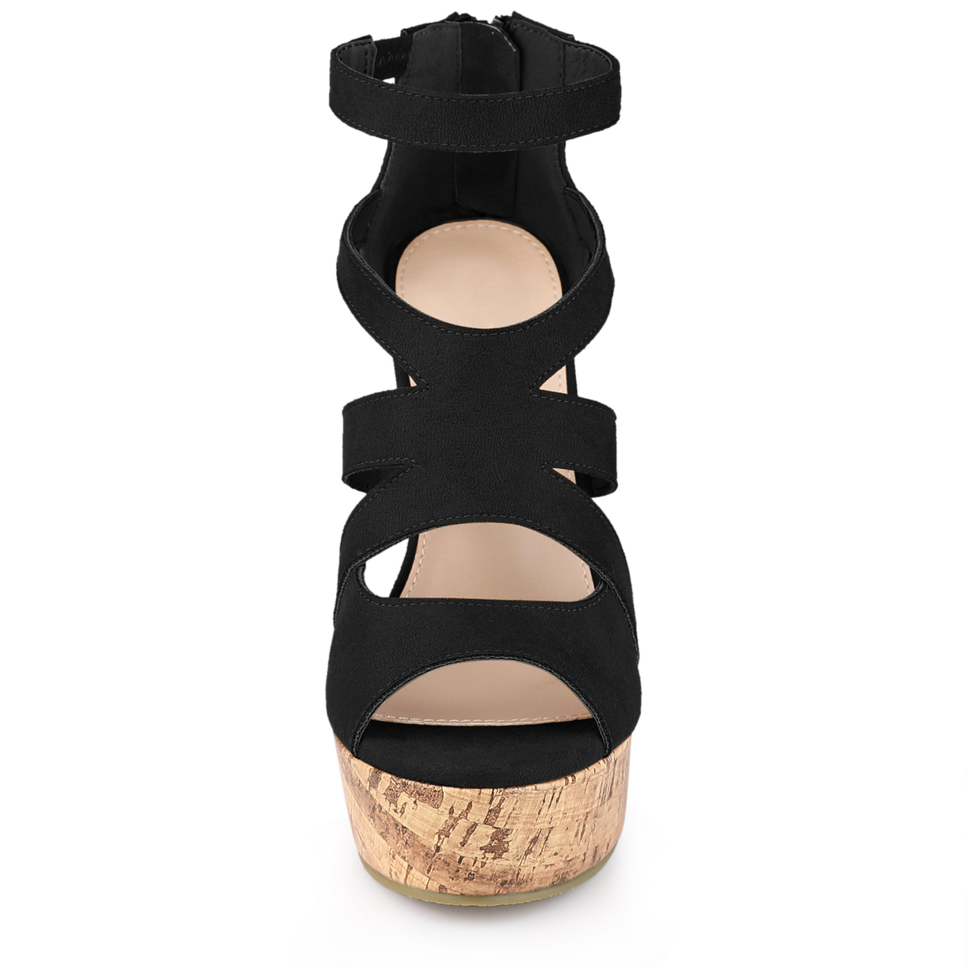 Allegra K Women's Platform Peep Toe Strappy Back Zip Wedge Heel Sandal