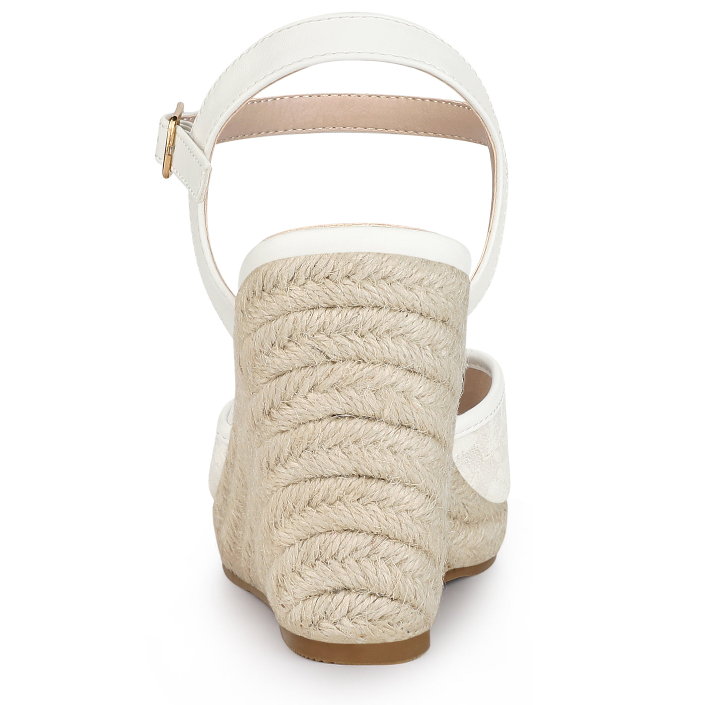 Allegra K Women's Espadrille Platform Closed Toe Lace Wedge Heel Sandals