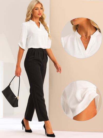 Dressy Casual 3/4 Sleeve Tops for Women V Neck Shirt Work Blouses